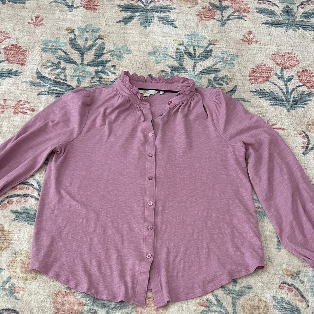 Boden Lilac Lace-Trimmed Top